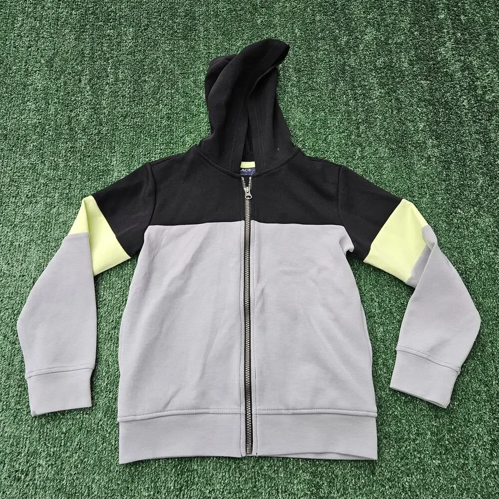 The Children's Place Active Long Sleeve Hooded Full Zip, Igloo Colorblock Sz 7/8